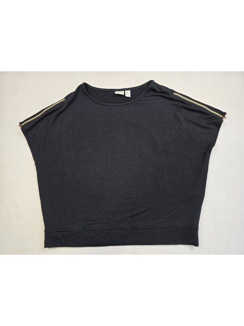Zenergy By Chicos Size 2 Large Black Top With Shoulder Zippers